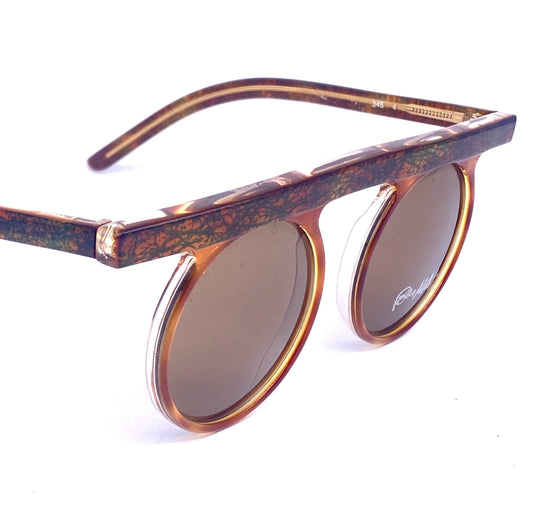 Ben Millot 345 brown tortoise vintage hip round rim flat top browline sunglasses Made in France in the 80s