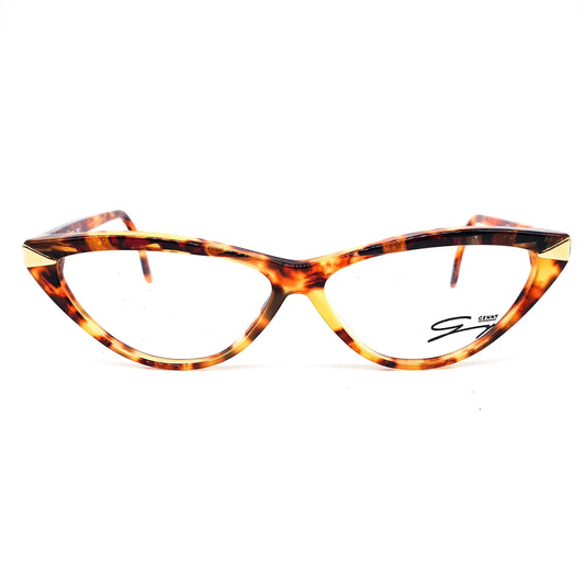 Genny 158 brown cellulose acetate leopard cat eye eyeglasses frame, Italy 70s NOS