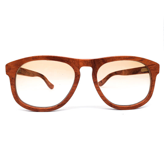 Jean Lempereur woodline square sunglasses with light brown degrade lenses, NOS 1980s Made in Germany