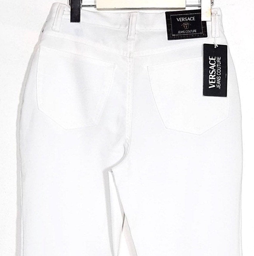 Versace Jeans Couture NOS white cotton/spandex pants Medusa badge sz 31 90s with tags