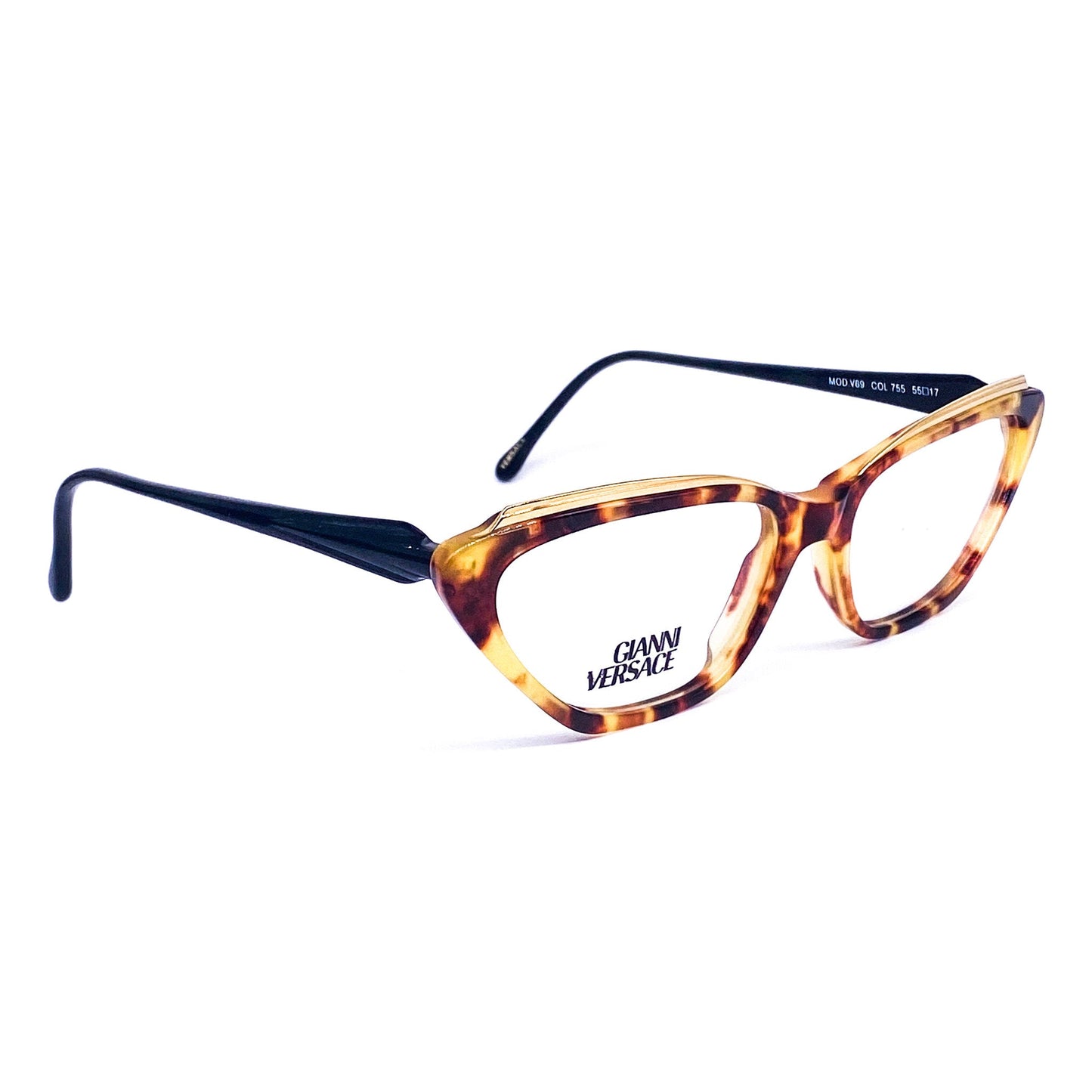 Gianni Versace classic brown tortoise cateye eyeglasses frames in cellulose acetate, NOS 90s