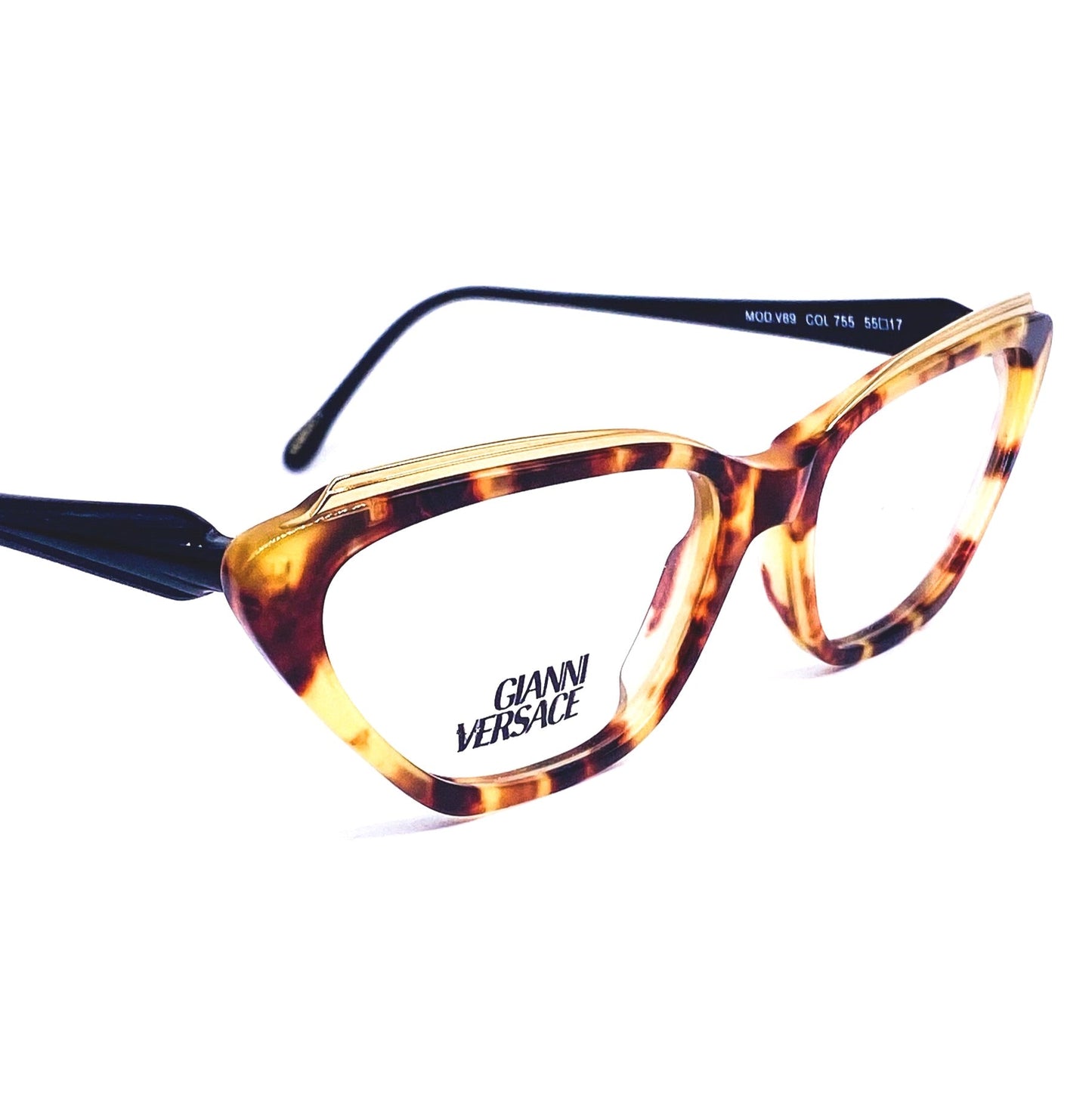 Gianni Versace classic brown tortoise cateye eyeglasses frames in cellulose acetate, NOS 90s