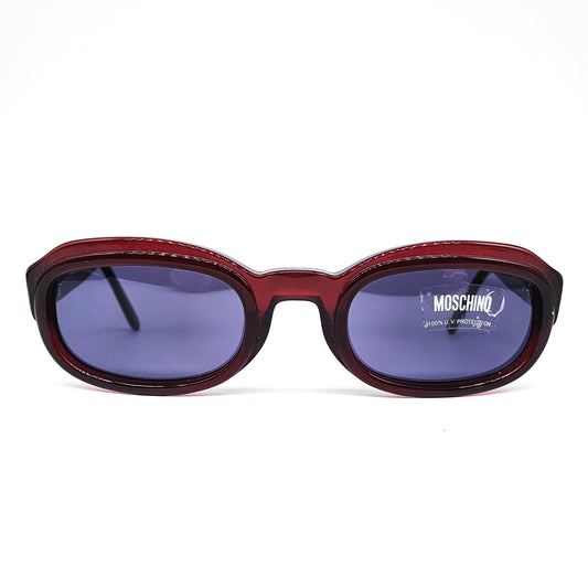 Moschino M3574 burgundy cellulose acetate square sunglasses made in Italy 1990s NOS