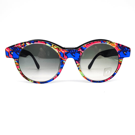 Swatch eyewear round cateye style Multicolour cellulose acetate Sunglasses from the 80s NOS Swiss made