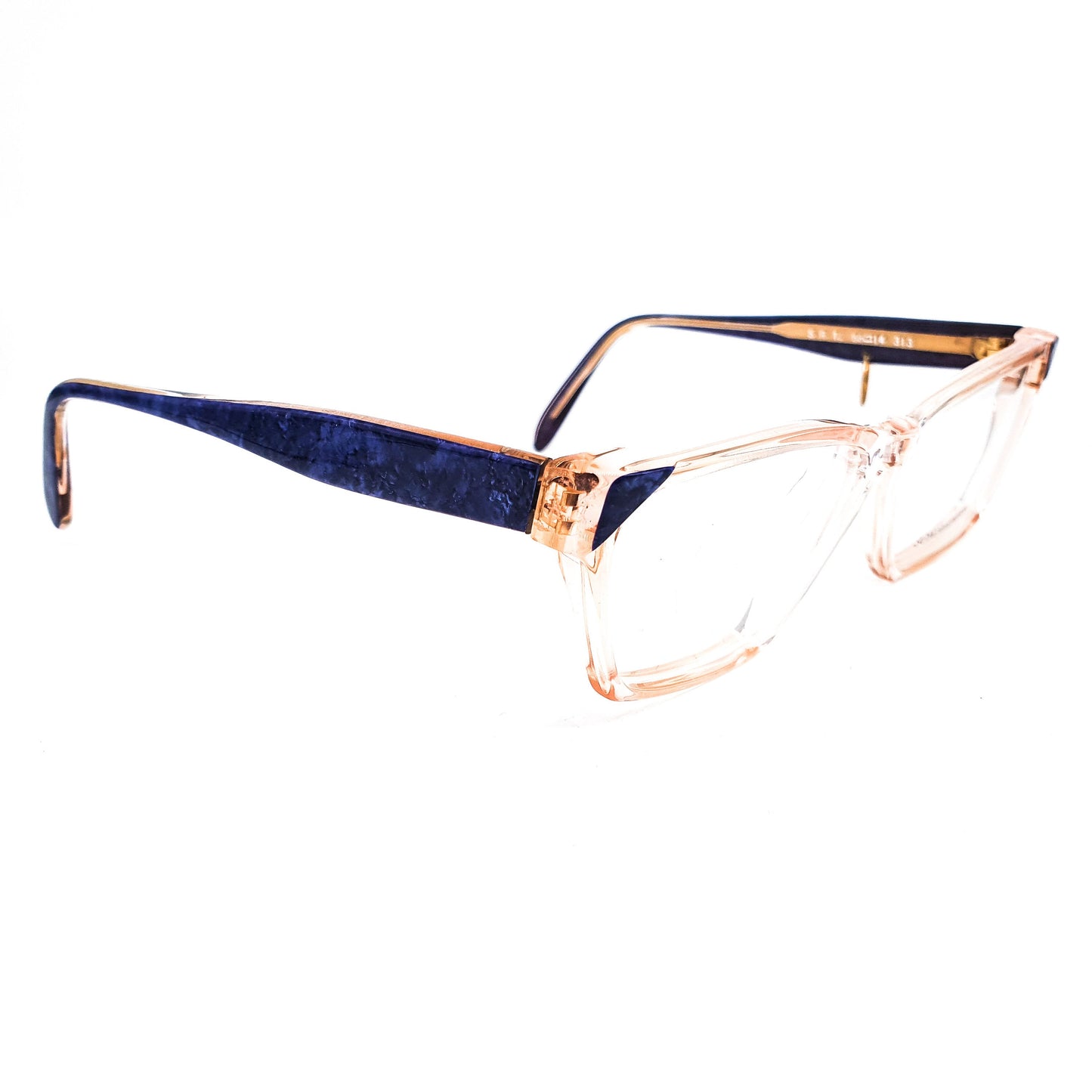 Sonia Rykiel SR12 square clear eyeglasses frames with cool pierced temple detail and contrasting temples, NoS 80s France