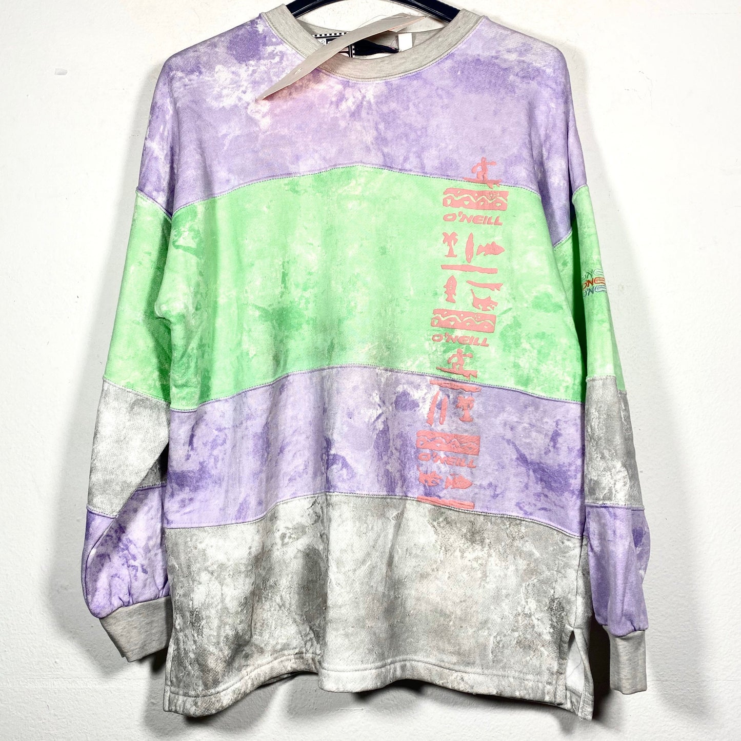 O’Neill 90s NWT tie dye surf/grunge style grey/purple/green sweatshirt, new with tags