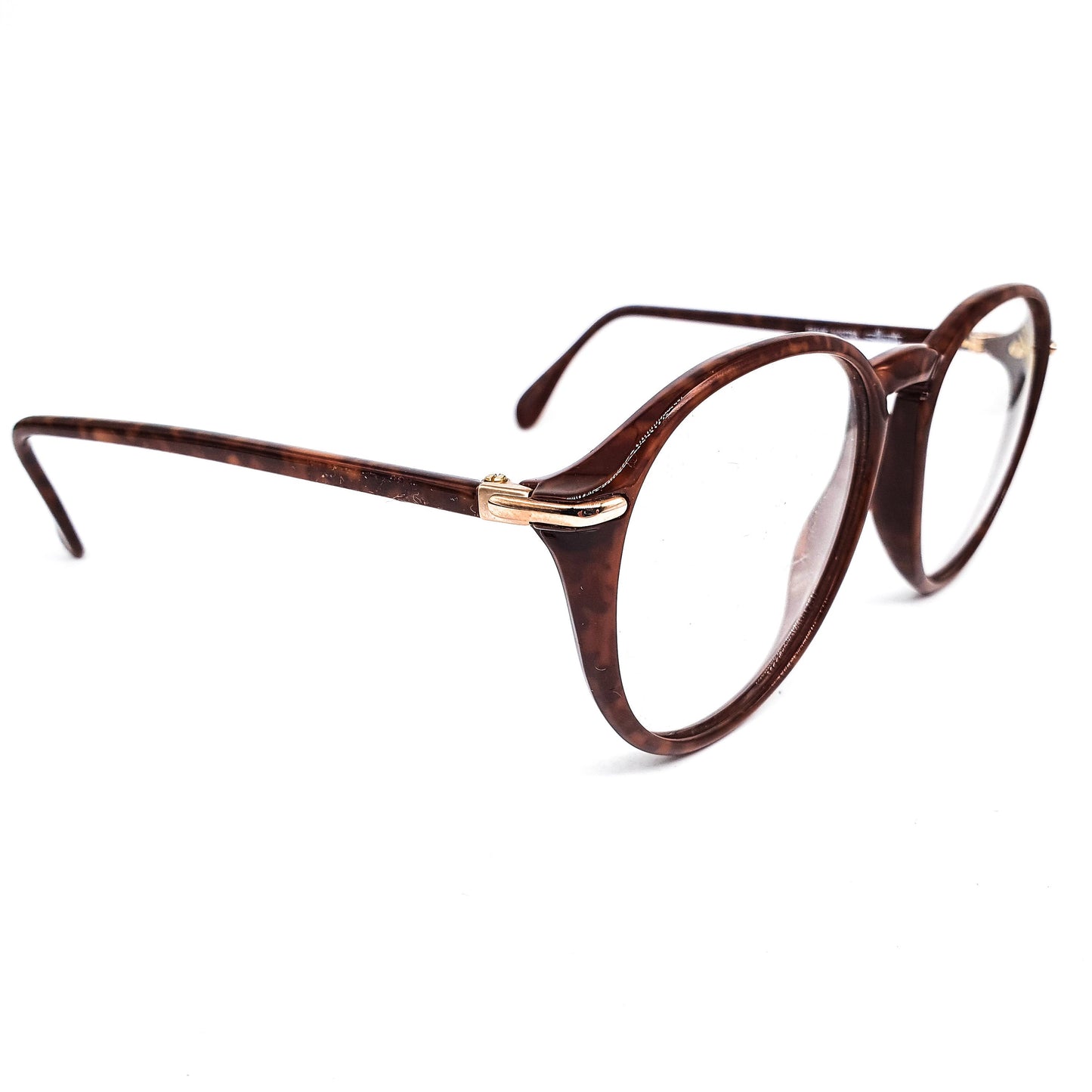 Silhouette 2706 iconic round dark brown tortoise pantos eyeglasses frames, 1990s NOS Austria