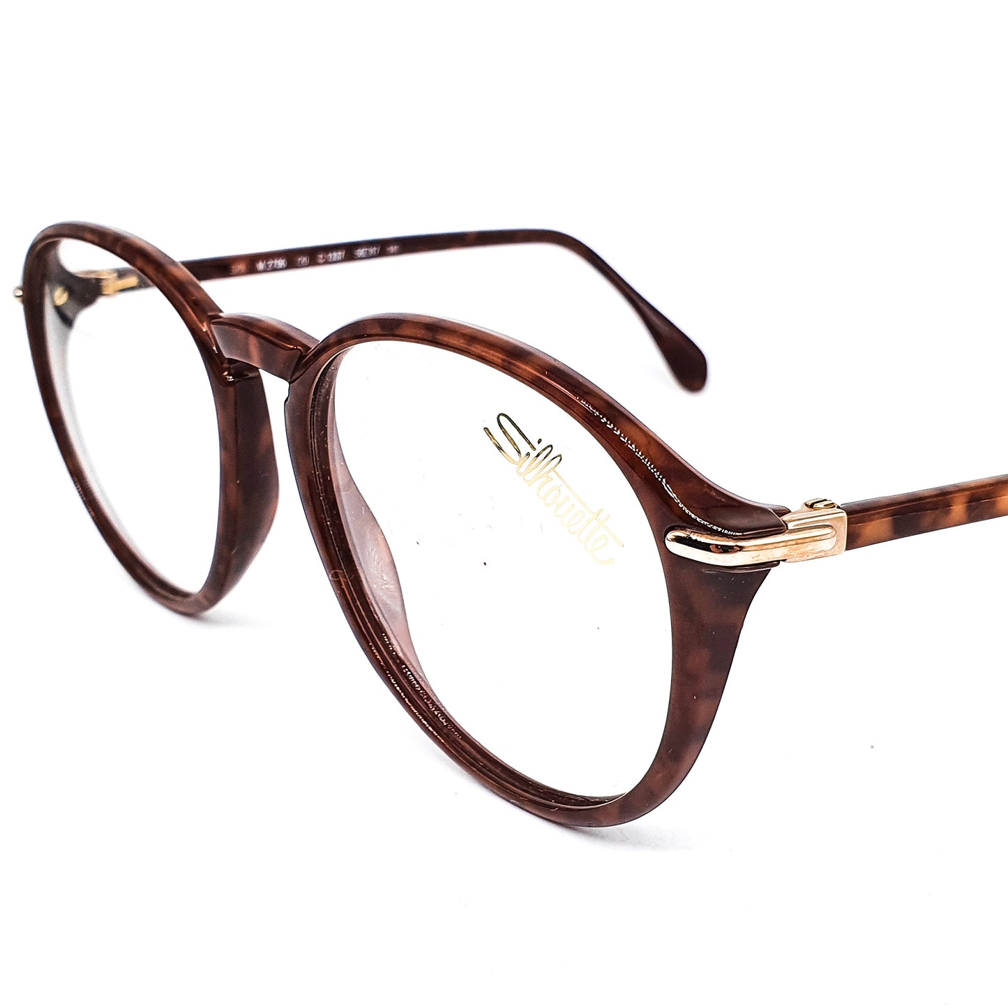 Silhouette 2706 iconic round dark brown tortoise pantos eyeglasses frames, 1990s NOS Austria