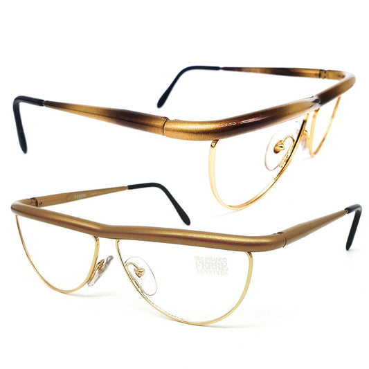 Gianfranco Ferré GFF 31N cat eyes alutanium modernist metal tubolar eyeglasses frames, 1990s NOS Italy