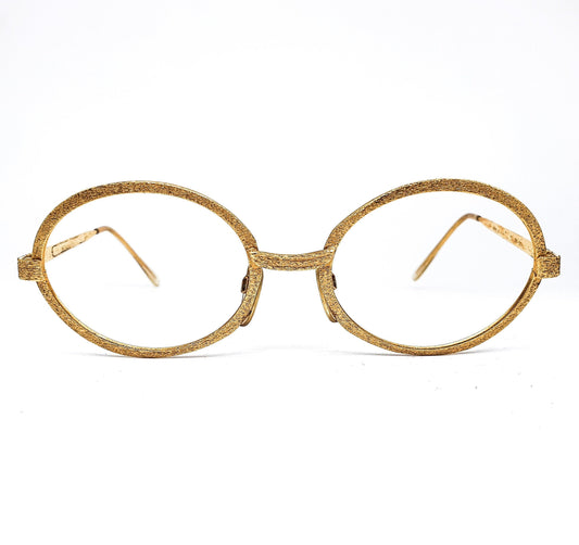 Metalflex oval brushed gold plated eyeglasses frames, 1960s NOs