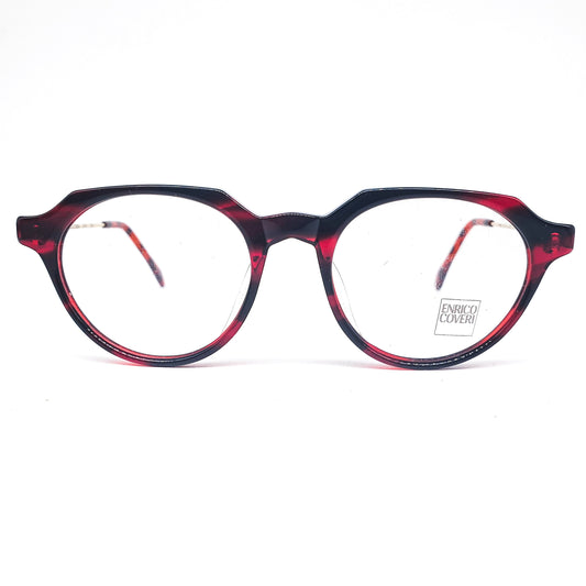 Enrico Coveri G13 Black/Red zebra cello pantos eyeglasses frames, 1990s NOS Italy