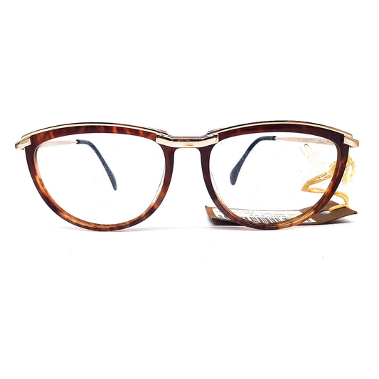 Silhouette M1309 vintage drop cello dark brown tortoise and golden metal eyeglasses frames, 1990s NOS Austria