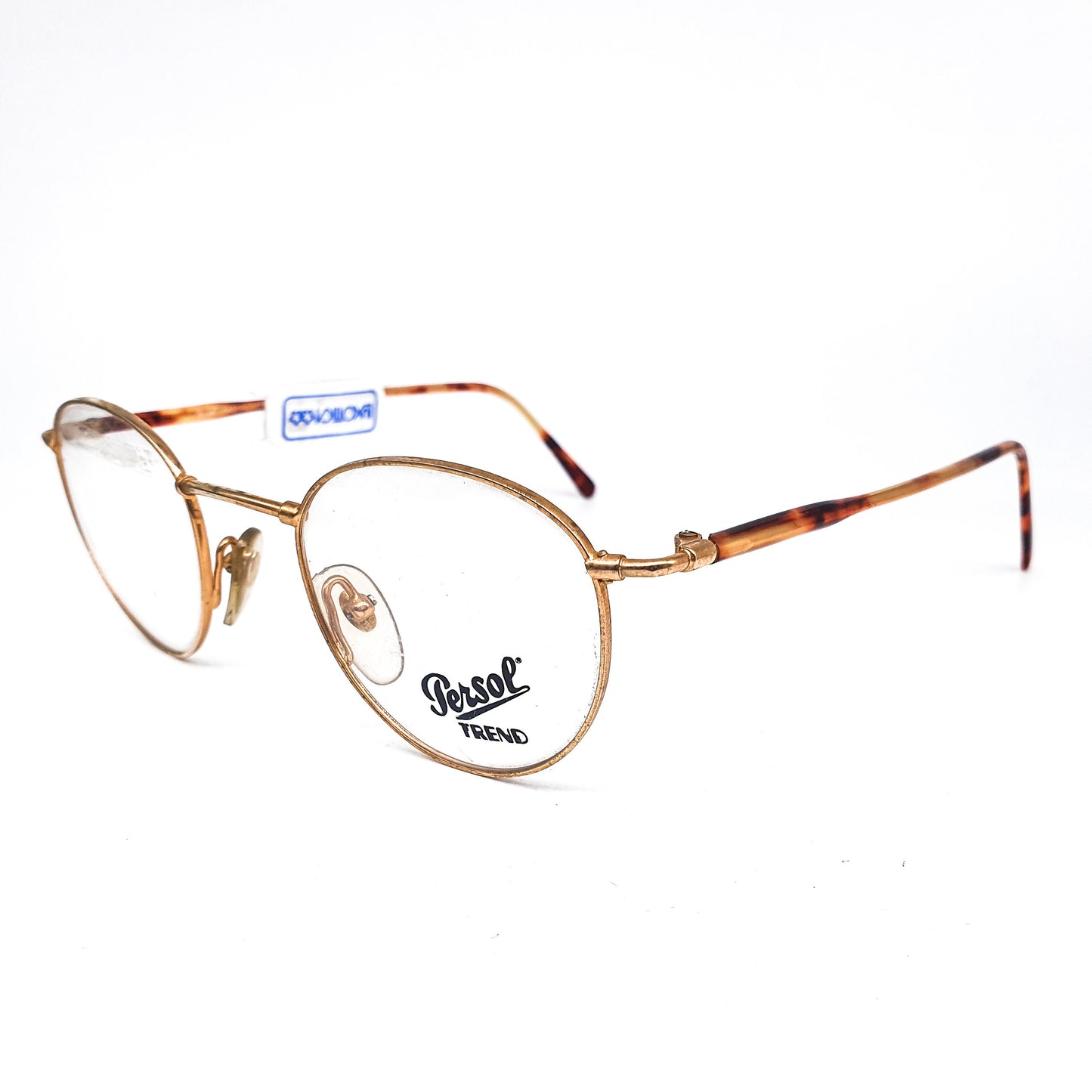 Persol Ratti Radyr drop shape golden metallic rim with brown tortoise temples eyeglasses frames NOS 80s Italy