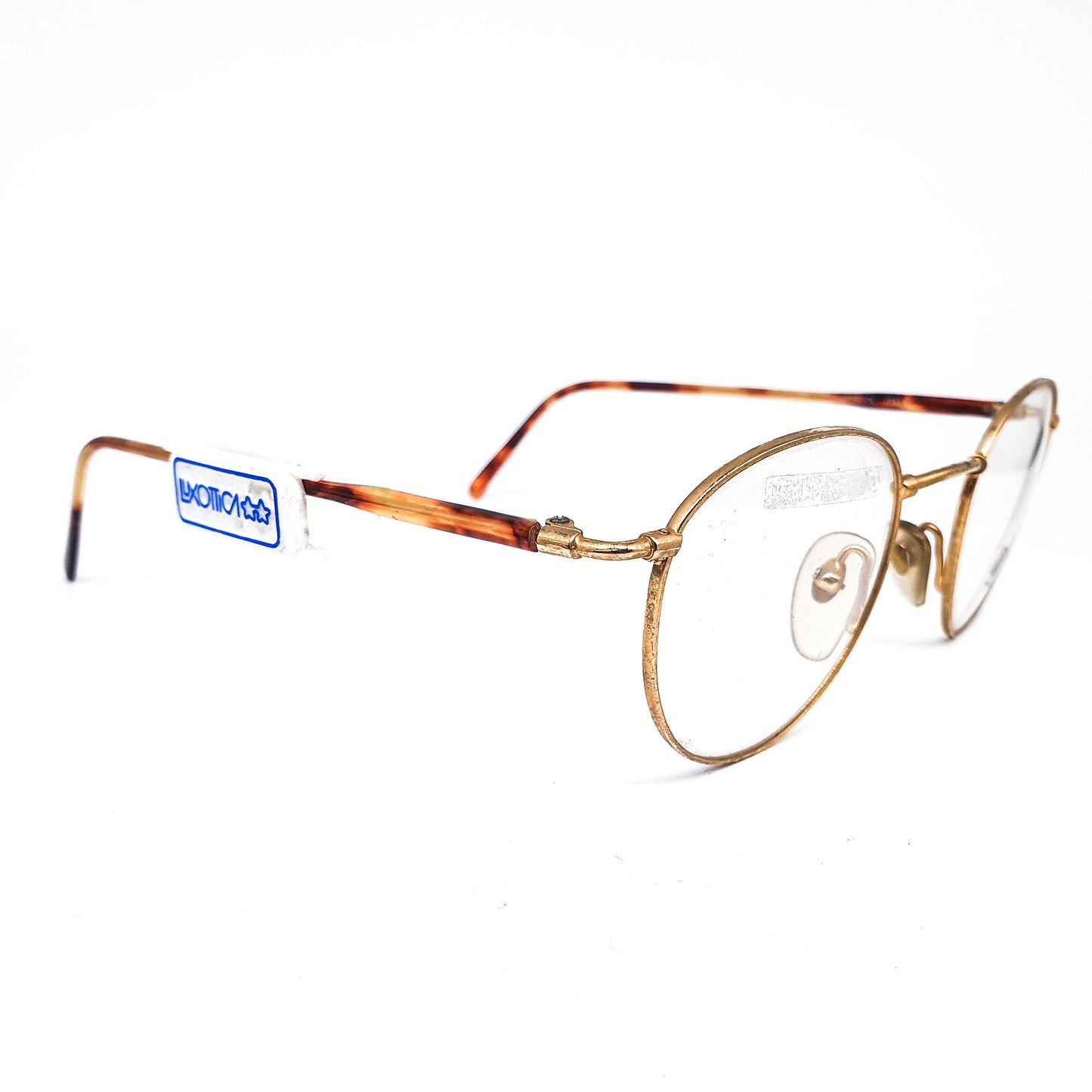 Persol Ratti Radyr drop shape golden metallic rim with brown tortoise temples eyeglasses frames NOS 80s Italy