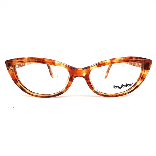 Byblos vintage classic honey tortoise cateye eyeglasses frames in cellulose acetate, NOS 90s Italy