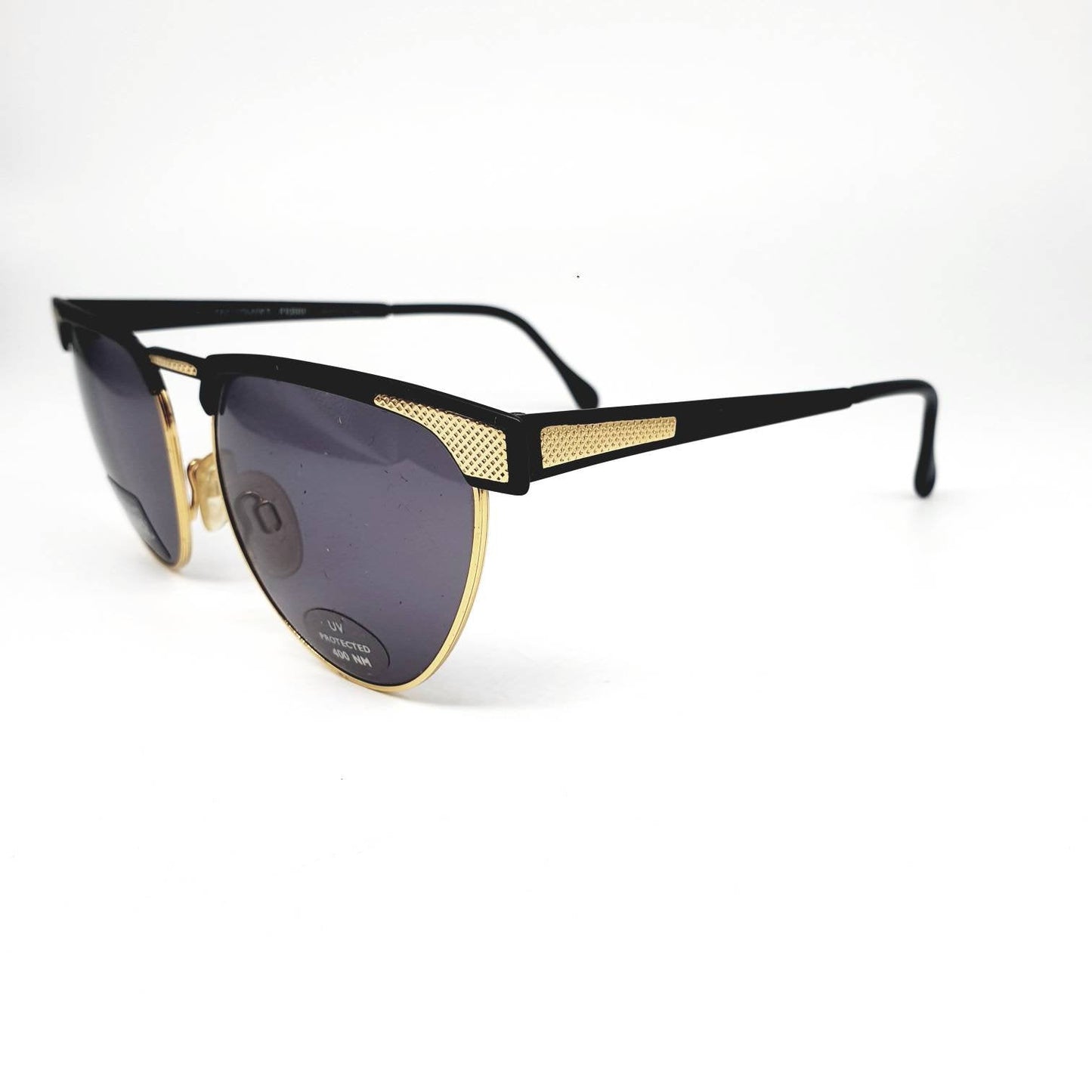 Gianfranco Ferrè GFF 87/S  Gold Black vintage drop shape sunglasses NOS 1990s.