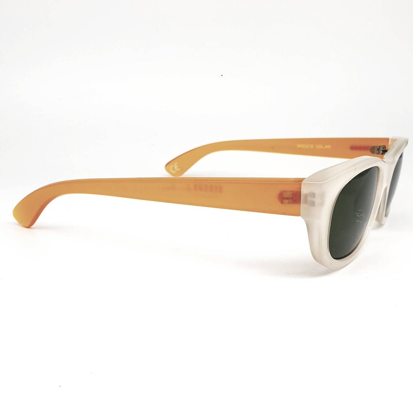 Versus Versace E19 white and orange oval wrap sunglasses made in Italy, 1990s NOS