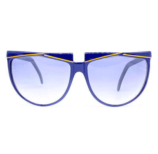 Gianni Versace   sunglasses, electric blue with yellow stripe , NOS 80s