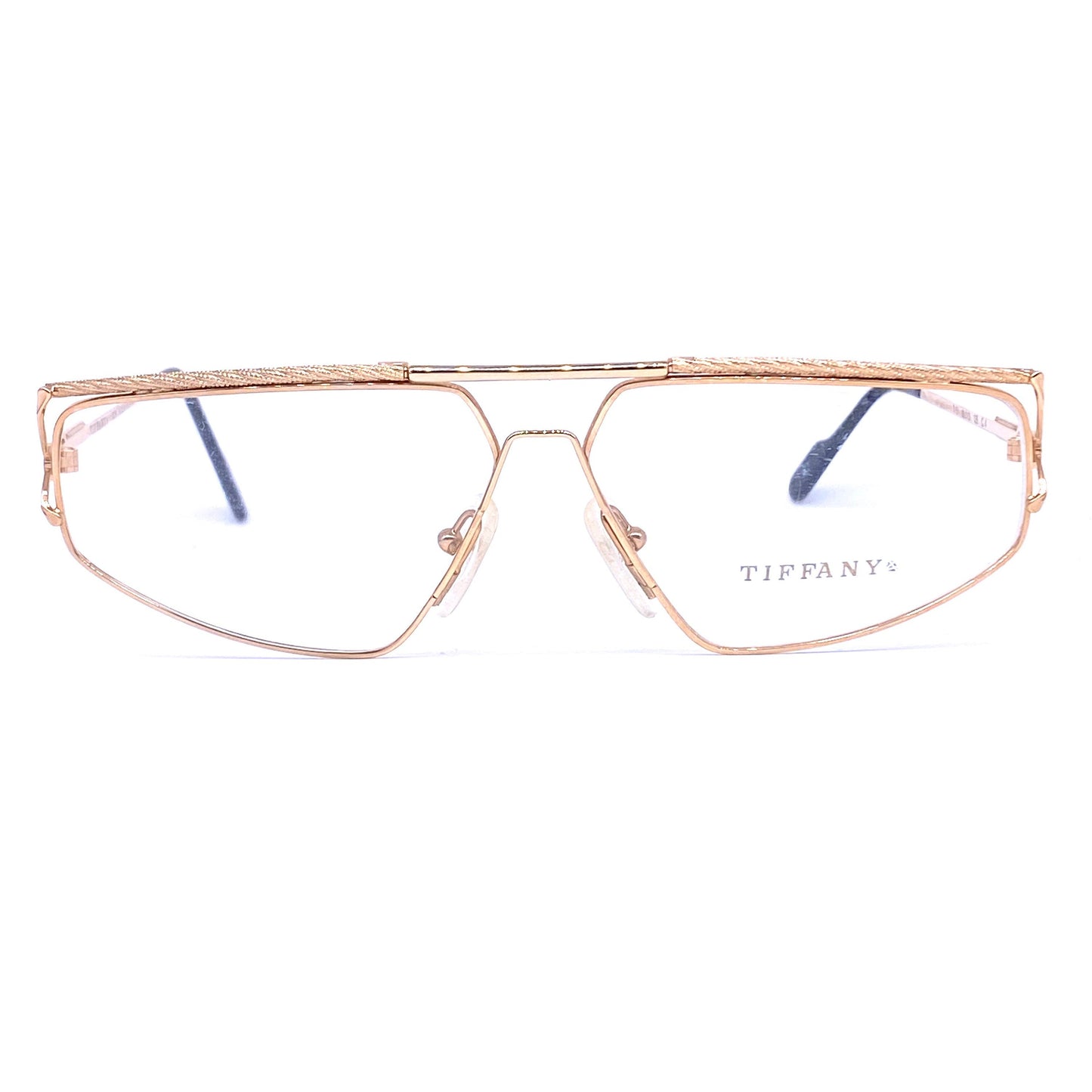 Tiffany T51 hip wrap real 23k gold eyeglasses / sunglasses frames, NOS 1980s