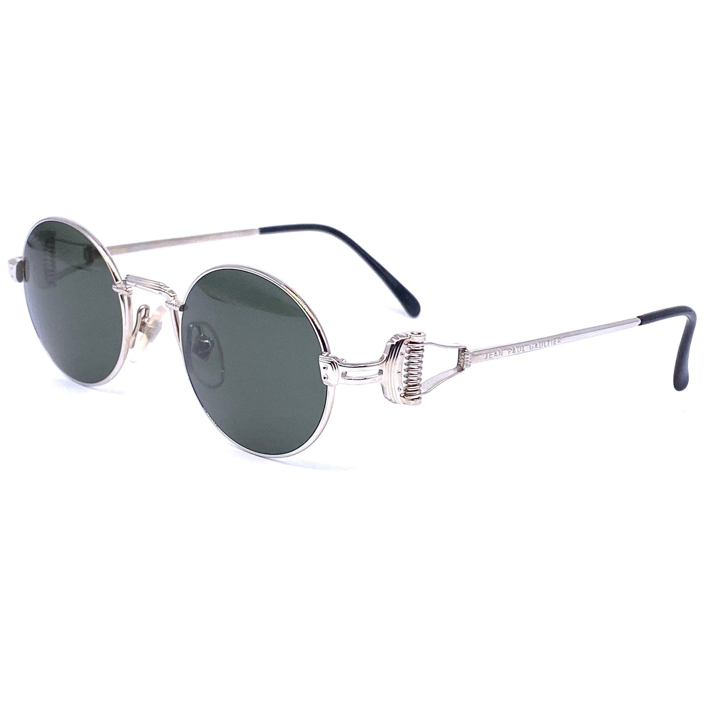 Jean Paul Gaultier 55 5106 round titanium steampunk sunglasses with spring hinges, Japan NOS 1990s