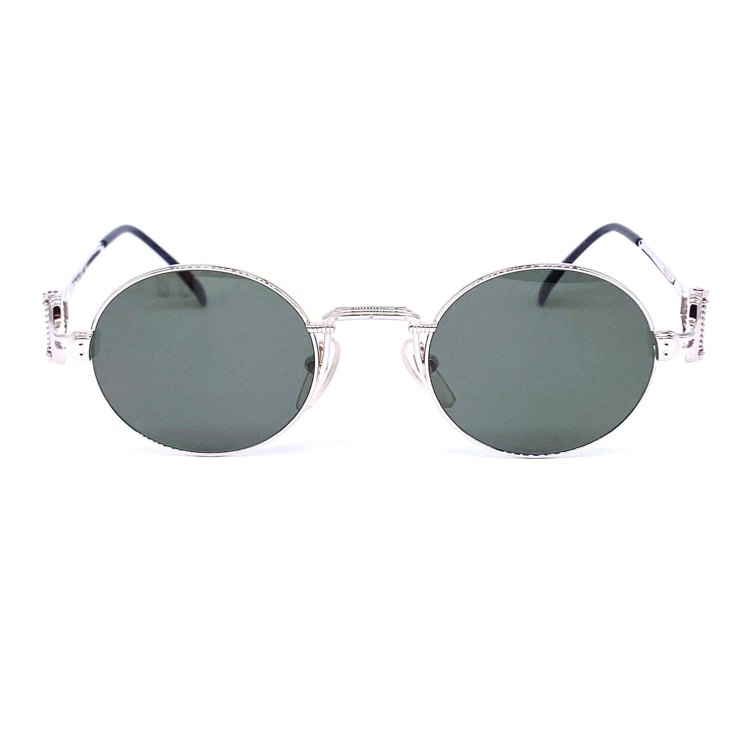 Jean Paul Gaultier 55 5106 round titanium steampunk sunglasses with spring hinges, Japan NOS 1990s