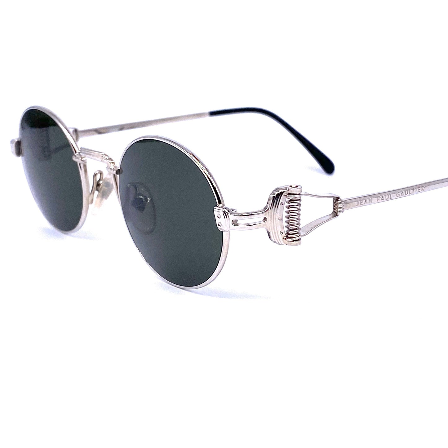 Jean Paul Gaultier 55 5106 round titanium steampunk sunglasses with spring hinges, Japan NOS 1990s