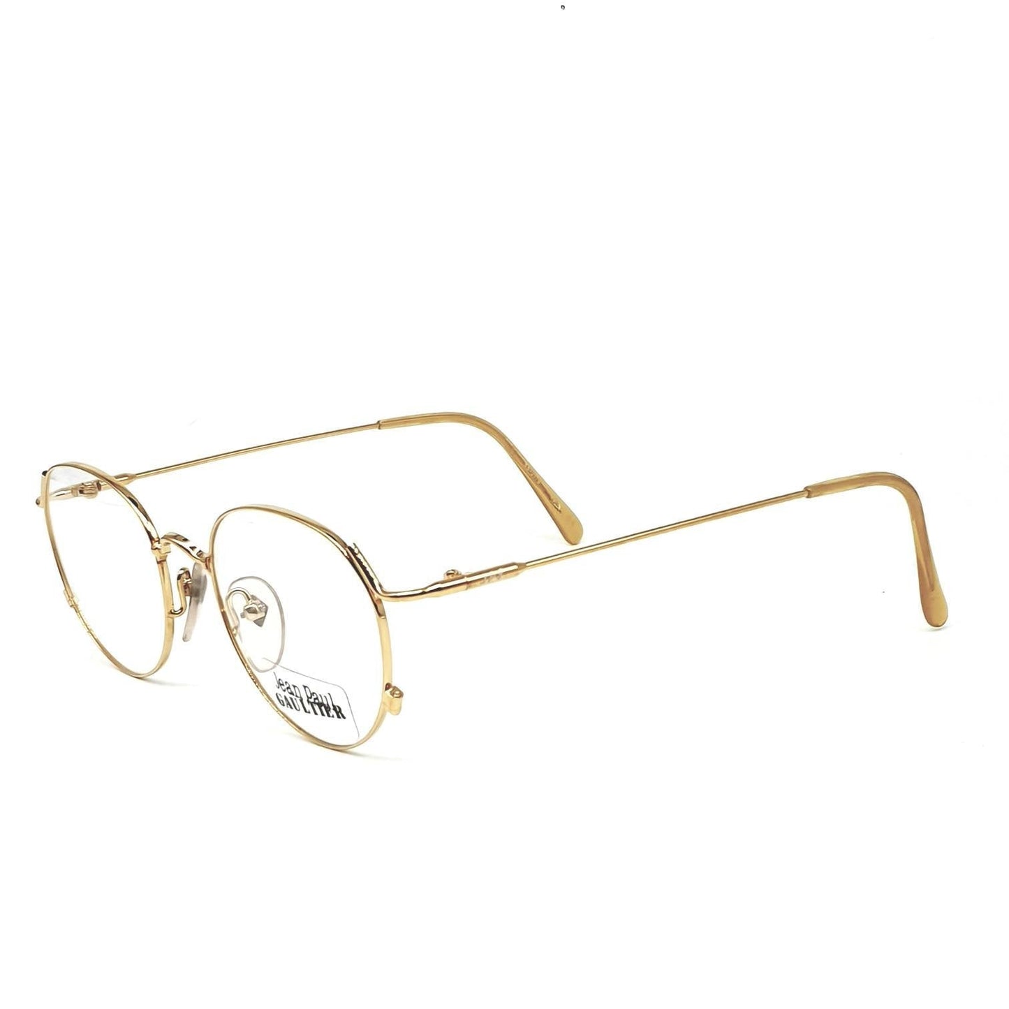 Junior Gaultier 55-2176 vintage round  gold steampunk eyeglasses frames Japan, 1980s NOS