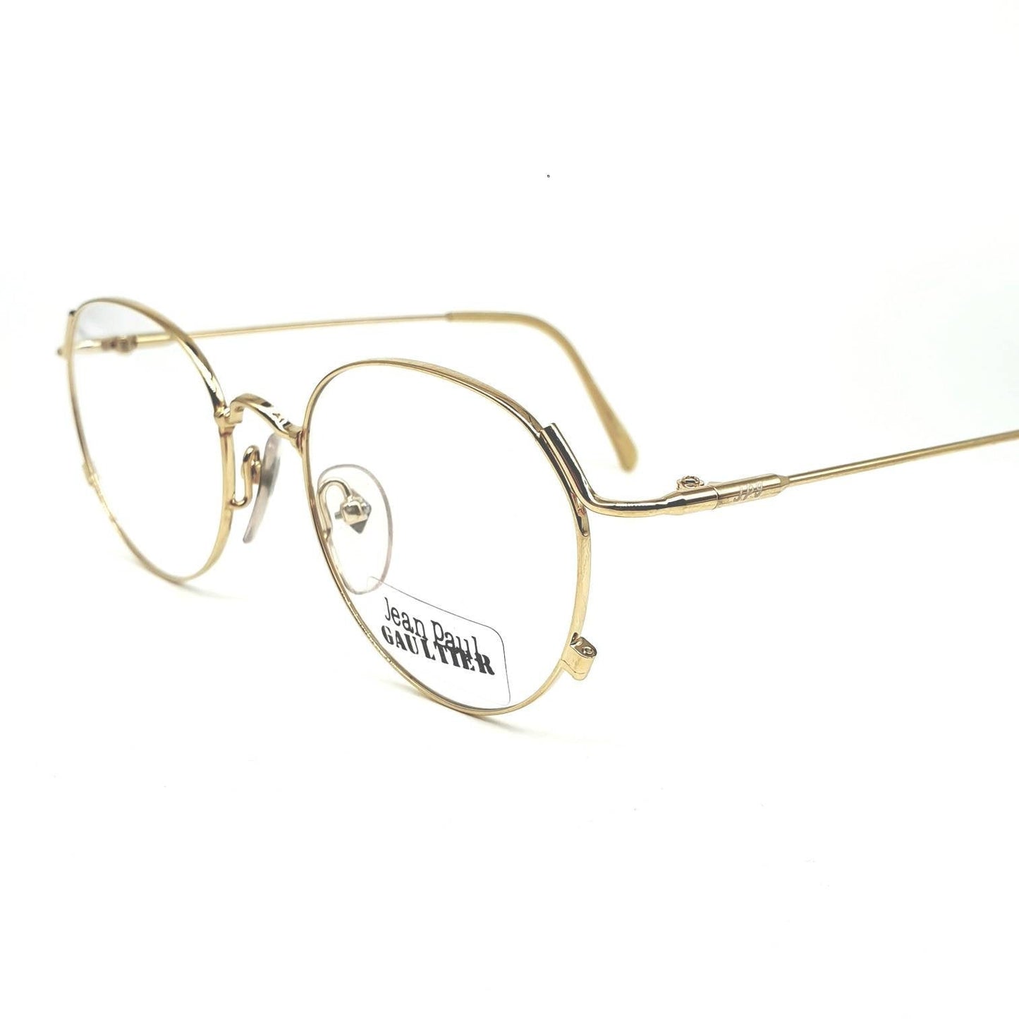 Junior Gaultier 55-2176 vintage round  gold steampunk eyeglasses frames Japan, 1980s NOS