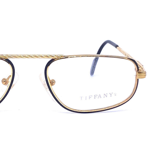 Tiffany rope bridge reading eyeglasses 23kt gold with black enameled rims, nos 1980s