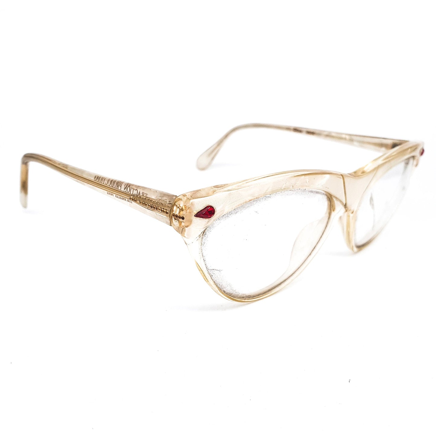 Traction Productions Diva Irise pearl shell hue acetate cateye eyeglasses frames NoS 80s France