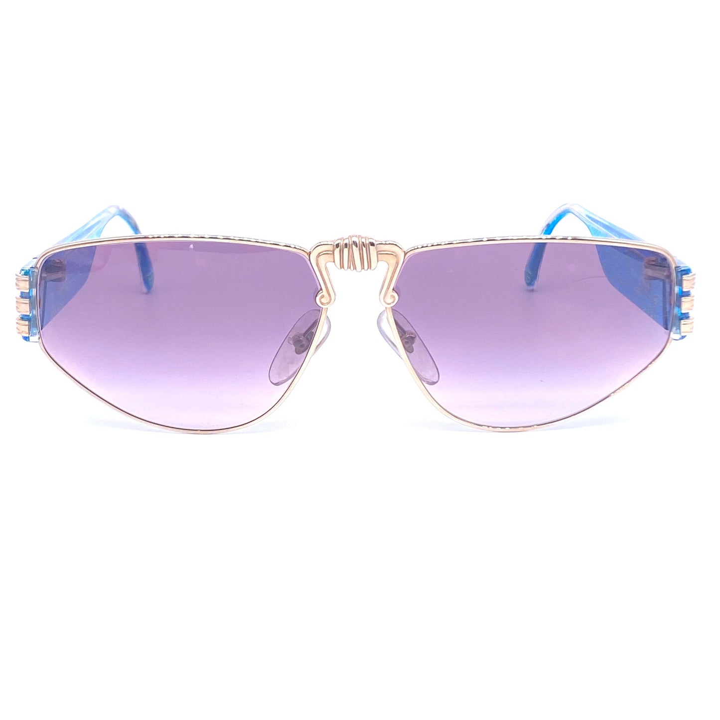 Christian Lacroix 7391 blue/ gold baroque ladies oversized sunglasses made in Austria, 1980s NOS