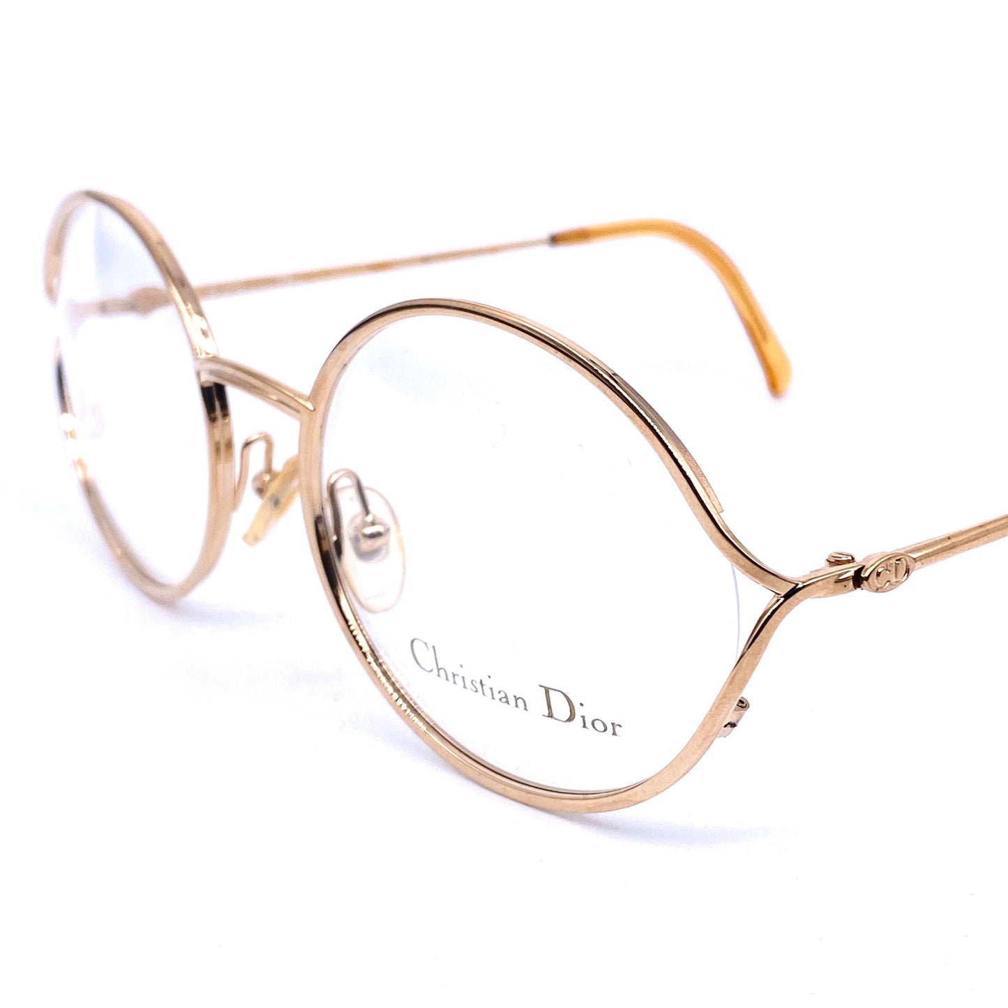 Christian Dior 3500 round oversized eyeglasses frames, coming in yellow or pink gold, no’s 80s Austria