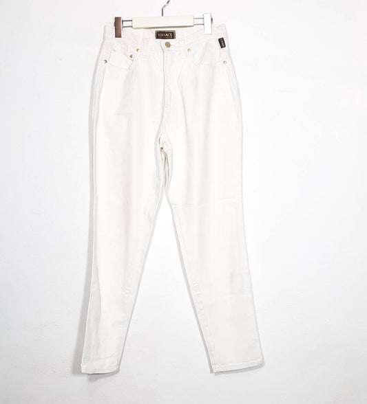 Versace Jeans signature white denim jeans with golden Medusa buttons sz 29 / 43 90s