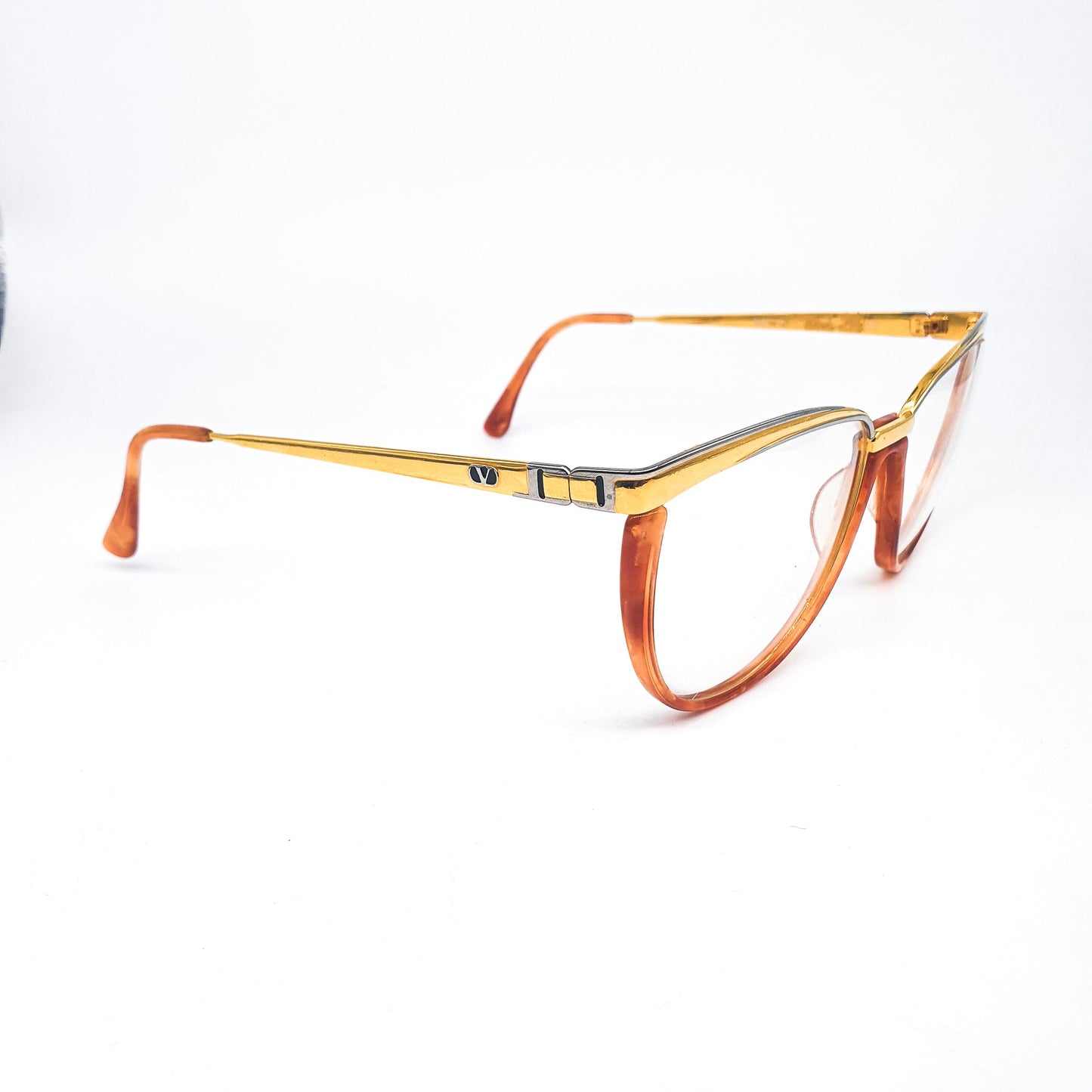 Valentino 326 tortoise -gold cateye eyeglasses frames, 1980s NOS