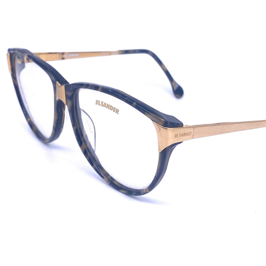 Jil Sander ladies gold/ marble cateye oversized sunglasses, Italy 80s NOS