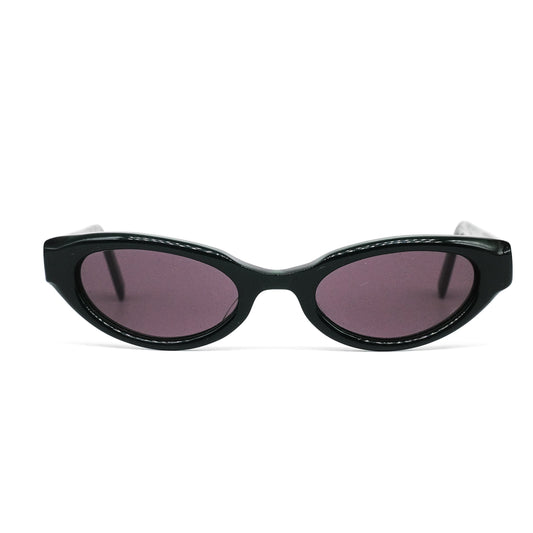 Matsuda 14606 oval black cellulose acetate cateye sunglasses made in Japan, 1980s NOS
