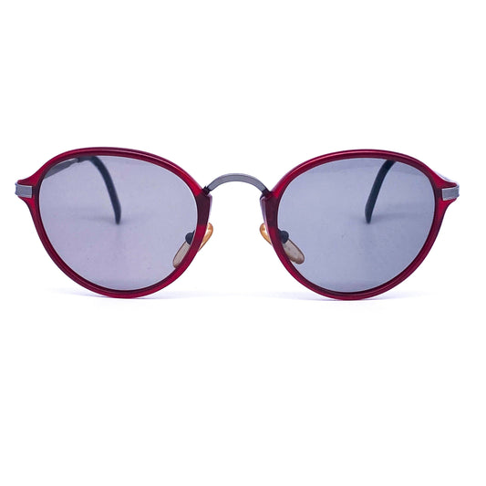 Christian Dior 2899 minimalist burgundy/silver-gunmetal round eyeglasses frames, NOS 1980s Austria