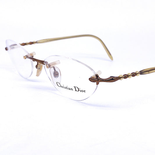 Christian Dior 3583 Minimalist Rimless Oval Shape Golden Metal Eyeglasses Frame no’s 80s Made in Austria