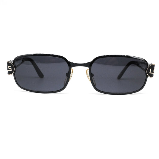 Luciano Soprani LS203 square  metallic sunglasses with black rim and golden carved temples  NOS made in italy 80s