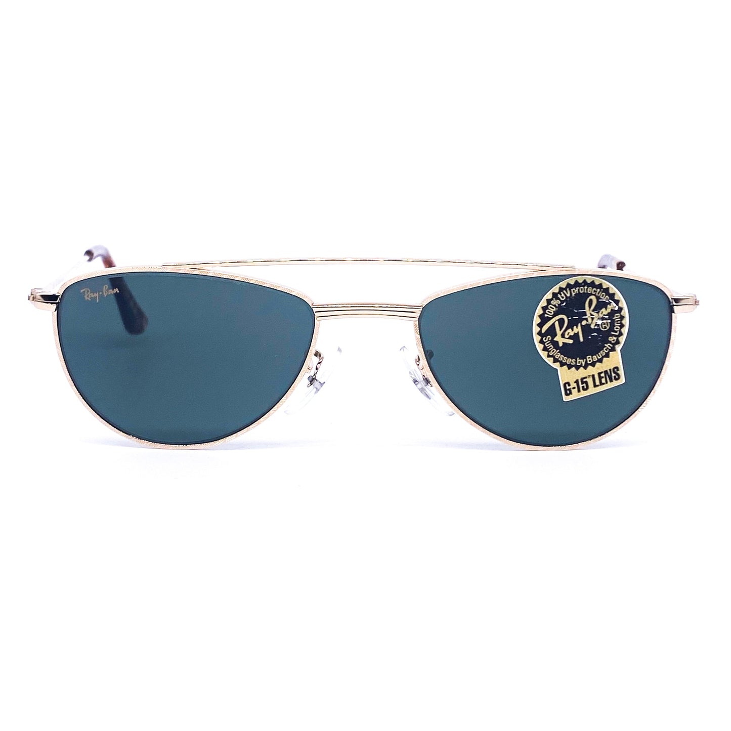 RayBan W1758 oval gold aviator sunglasses made in USA, 1980s NOS