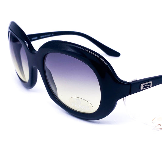 Fendi SL 7676 oval black acetate sunglasses with FF logo details on temples, NOs 90s, mint