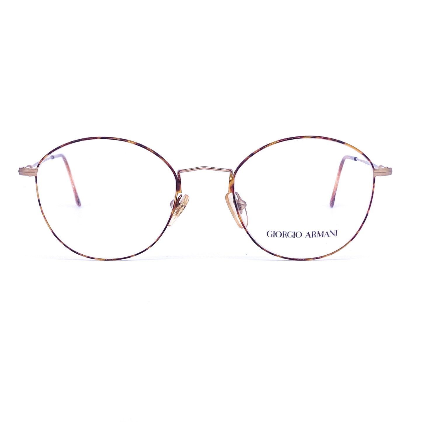 Giorgio Armani 233 minimalist oval tortoise gold metal frames, NOS 80s Italy