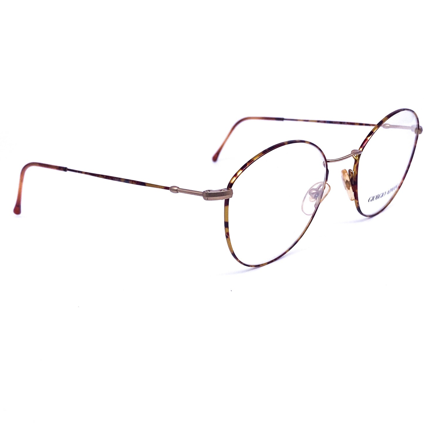 Giorgio Armani 233 minimalist oval tortoise gold metal frames, NOS 80s Italy