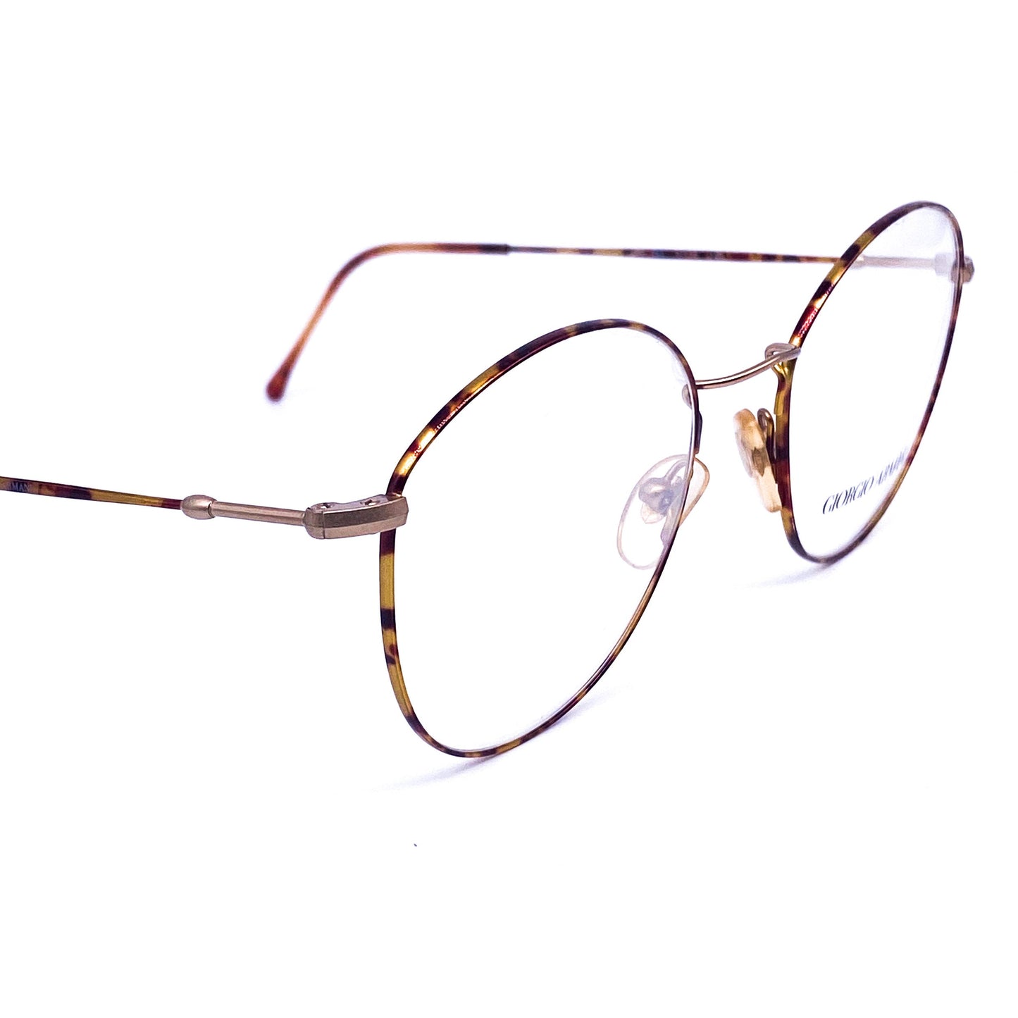 Giorgio Armani 233 minimalist oval tortoise gold metal frames, NOS 80s Italy