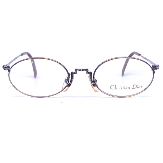 Christian Dior vintage bronze oval metallic glasses with finely carved temples, NOS 1980s