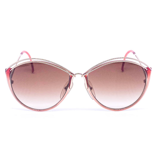 Christian Dior Oversized metallic round golden and pink Sunglasses Frame, 1980s NOS