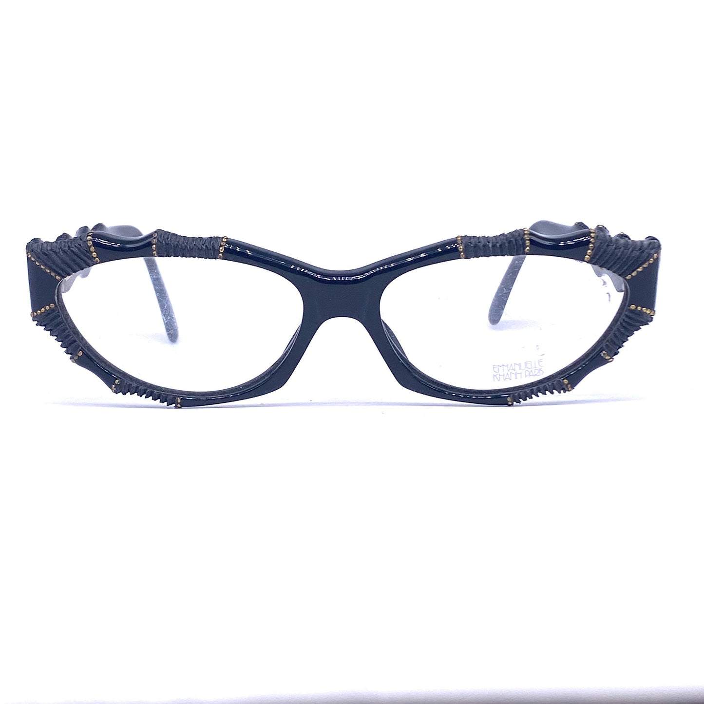 Emmanuelle Khanh 2136 vintage artistic cateye eyeglasses frame in black cellulose acetate Made in France