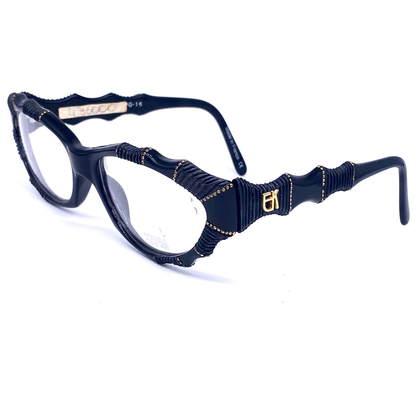 Emmanuelle Khanh 2136 vintage artistic cateye eyeglasses frame in black cellulose acetate Made in France