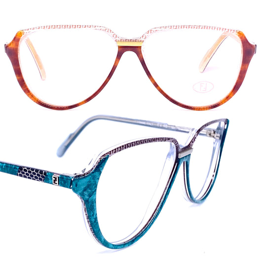 Fendi FV48 celluloid aviator frames hand made in Italy by Lozza in the 80s, NOS 2 colorways available