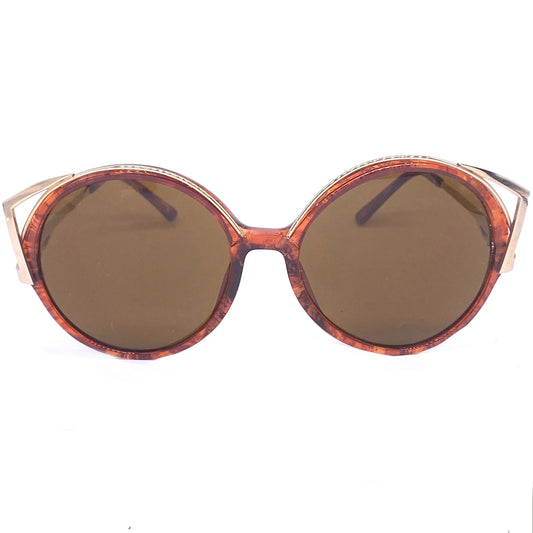 Christian Dior 2554 Oversized brown tortoise rim and golden temples round Sunglasses, 1980s NOS